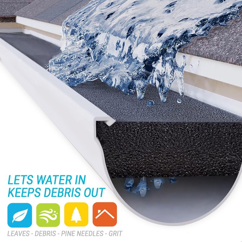 GutterStuff EZ Gutter Guard - 5-Inch Half Round Foam Gutter