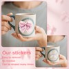 BOXOB 6 Sheets/60pcs Pink Bow Stickers, 30 Designs Cute Waterproof