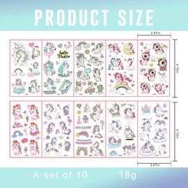 20 Sheets Unicorn Tattos Temporary Tattoo Fake Tattoos for Kids Cute Unicorn Tattoo Stickers School Activities Baby Shower Unicorn party Supplies Color Pink Unicorns Decor