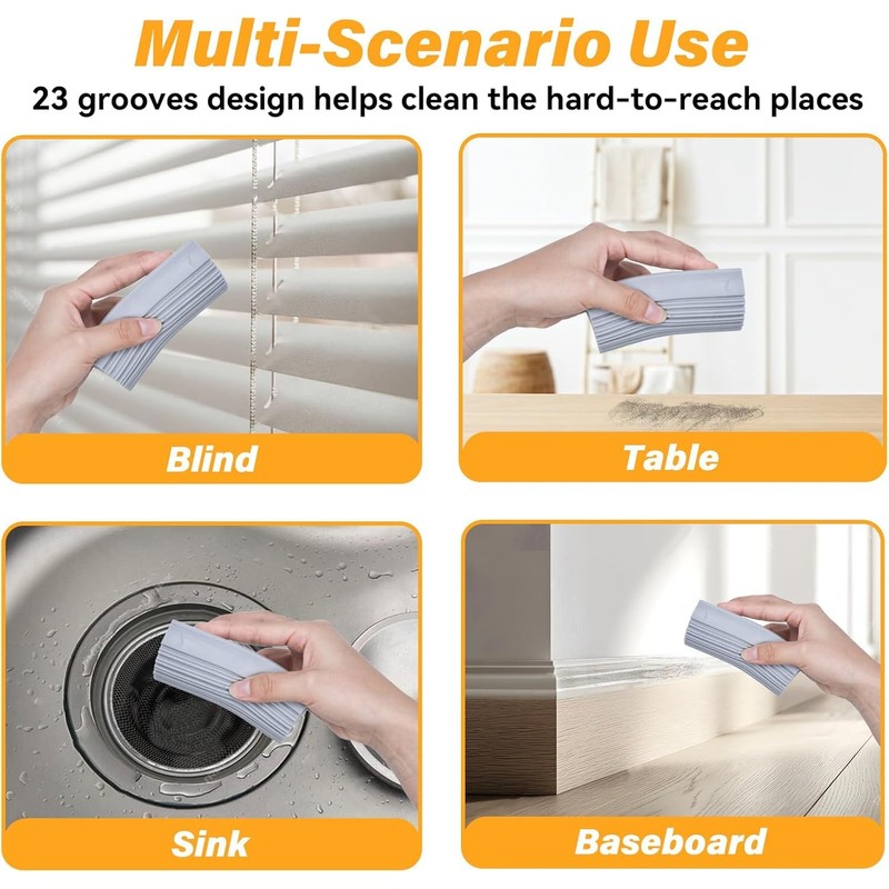 8-Pack Damp Clean Duster Sponge, Magic Sponge Eraser Baseboard Cleaner