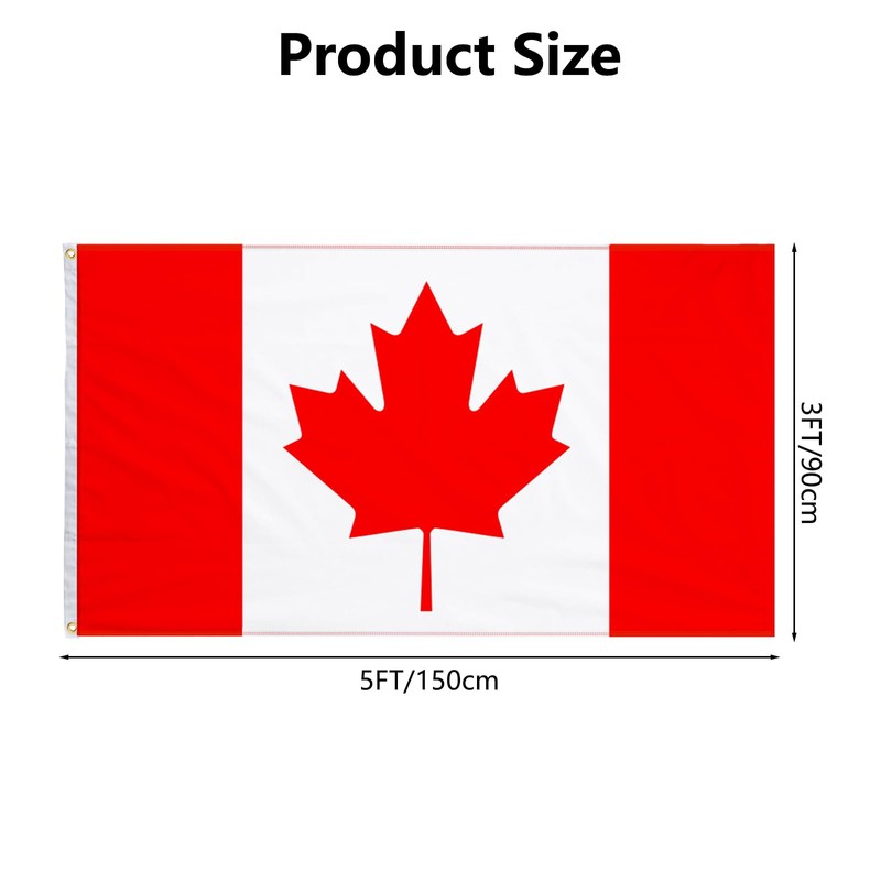 Fidqiog 3x5 Ft Canadian Flags, Screen Printed Maple Leaf Large