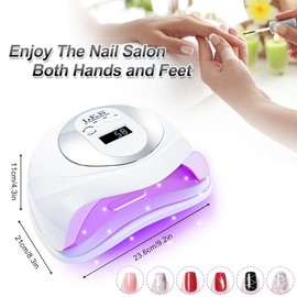 LKEnail D2 UV LED Nail Lamp 4 Timer Settings Fast Drying for All Gel Types Home & Salon Use Valentine's Day Gift, White - Color: D2 Nail lamp
