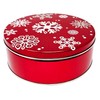 Premium Cookie Tin (2 Pack) Holiday w/Flurries Snowflakes Red Design,