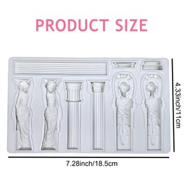 Juego de moldes de silicona de columna griega, moldes de escultura de arquitectura clásica, pilares romanos y diseño de diosa para decoración de pasteles, manualidades de resina