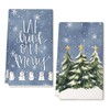 Green Christmas Tree Kitchen Towels Set of 2,Snowman Snowflake Star