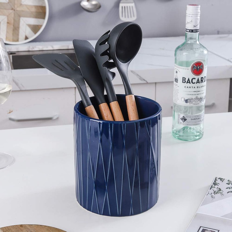 KOOV Kitchen Utensil Holder, Large Ceramic Utensil Crock, Deep and