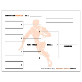 Perfect Strike Basketball Competition Brackets for Team tournaments or Skills competitions. Sheet Brackets for up to 8 participants. (25)