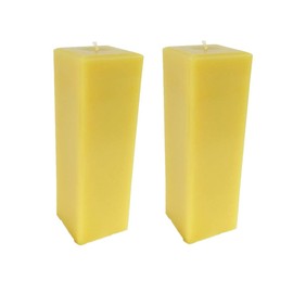 Candlestock Handmade Beeswax Square Dripless Unscented Pillar Candle - Set of 2 or 3 (Set of 2, 3x9)