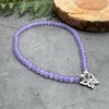 Pale Purple Frosted Glass Bead Anklet with Silver Plated Butterfly