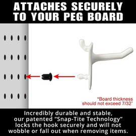 Greenleaf Industries PegPro® 1" Hooks Kit for Standard “Wood Fiber” pegboard – Durable Plastic Pegboard Hooks - for Garage, Kitchen, Craft Room, and More (1" Hook - 24 Pack, White)