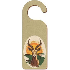 'Springbok Portrait with African Landscape' 200mm x 72mm Door Hanger/Sign (DH00045364)