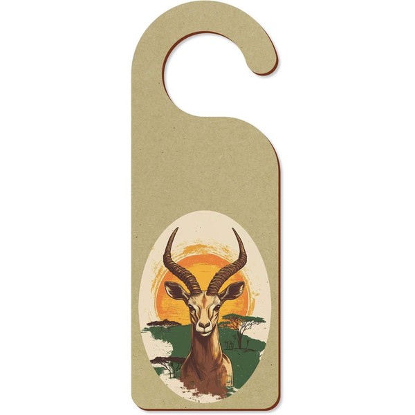 'Springbok Portrait with African Landscape' 200mm x 72mm Door Hanger/Sign