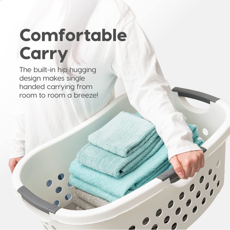 IRIS USA 50L Plastic Hip Hold Laundry Basket with Built-In