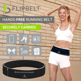 FlipBelt Elite Running Belt for Phone and Small Accessories, Water-Resistant Exercise Waist Pouch, XS, Black