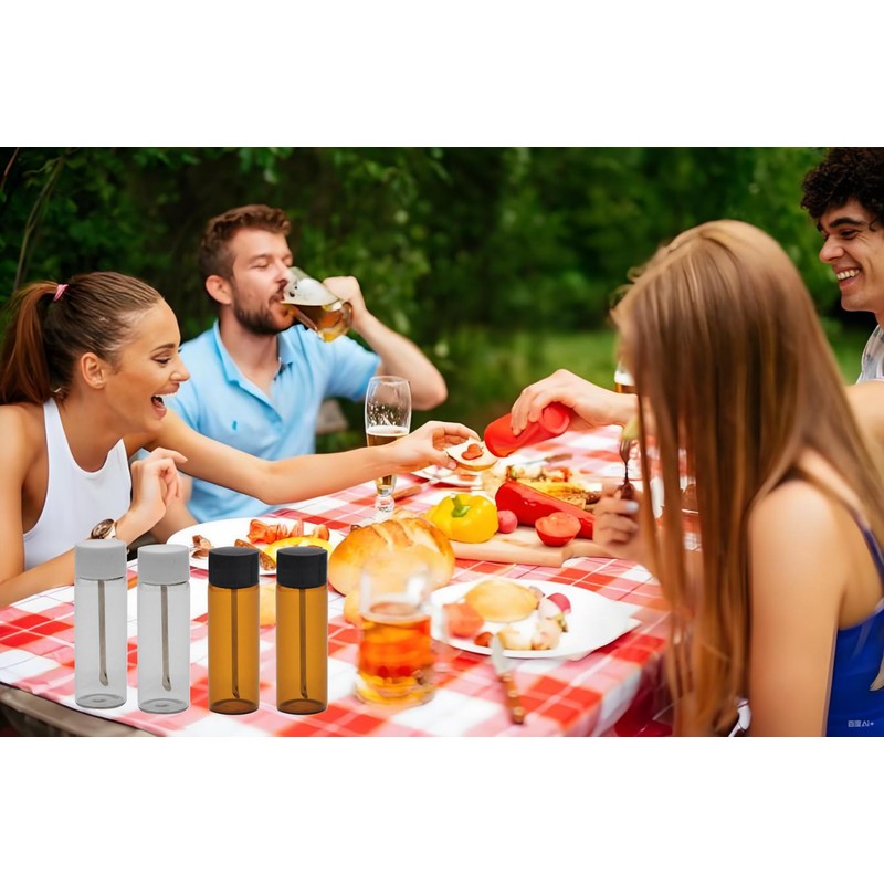 HNOYGNU 5 Pcs Leak-proof Mini Glass Bottles Set, Portable Travel