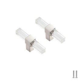 FEEIMOL Pack of 2 Acrylic Cabinet Handles, Clear Acrylic Drawer Handles, Square Tube Furniture Handle for Dresser, Wardrobe, Kitchen Cabinet Handles, Brushed Silver, Single Hole
