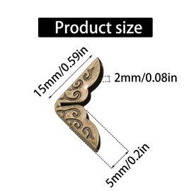 Adyoney 100Pcs 15mm / 3/5" Bronze Metal Book Corner Protectors, Vintage Photo Corner Protector, for Scrapbooking, Photo Albums, Menus, and Folders, Vintage Style Book Edge Guards