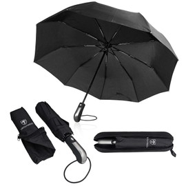TRAVANDO ® Automatic Umbrella - Stormproof up to 150 km/h - Includes Umbrella Bag & Travel Case - Teflon Coating - Fibreglass Reinforced - Single Button - Up to 2 People - Small, Lightweight,