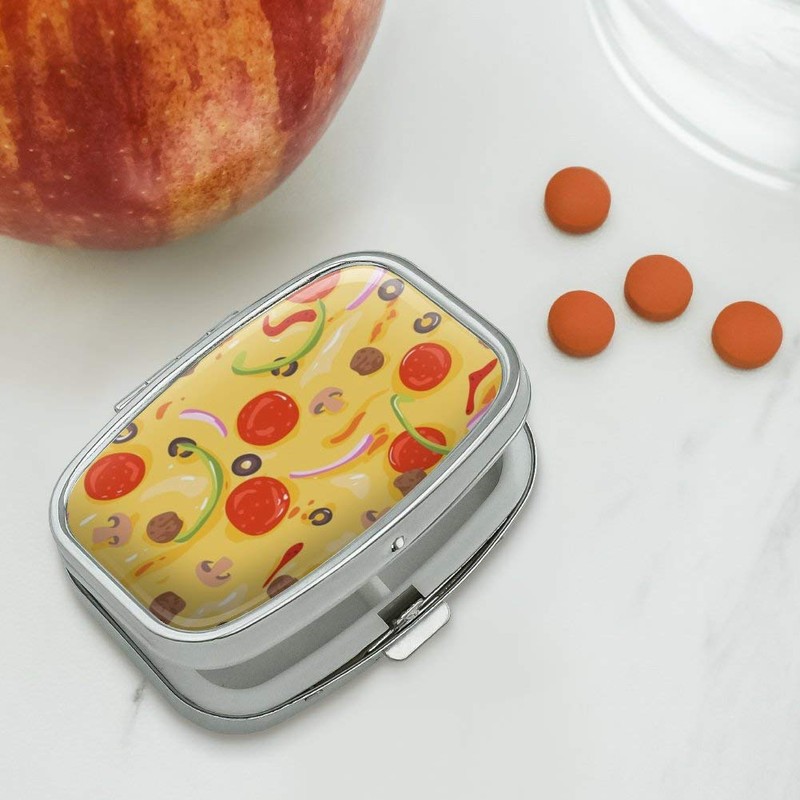 Combination Pizza Pattern with Pepperoni Olives and Onions Rectangle Pill