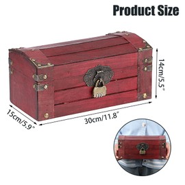 ELLDOO Vintage Treasure Chest Box with Combination Lock, Large Pirate Chest Keepsakes Box for Kids Gifts, Wooden Treasure Storage Decorative Trunk for Jewelry Pearl Trinkets Coin
