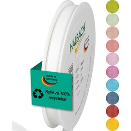 Halbach Seidenbänder Gift Ribbon Width 10 mm Length 25 m Ribbon Made in Germany Gift Ribbons in a Variety of Colours and Widths Perfect for Packaging and Decorating, Colour: White