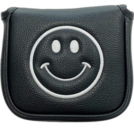 Putter Cover Headcover Odyssey 2 Ball Magnetic Fit Scotty Cameron Odyssey Pin Type Center Shaft Mallet Smile Black Yellow White (Black, Square Mallet)