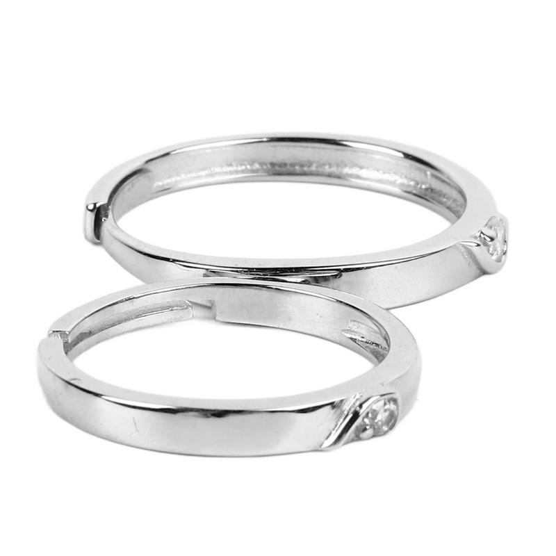 1 Pair Couple Rings Silver Men Women Finger Ring Accessory