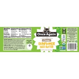 Once Again Organic Creamy Sunflower Butter, 16oz - Lightly Salted & Sweetened - Peanut Free, USDA Organic, Gluten Free Certified, Vegan, Kosher - Glass Jar
