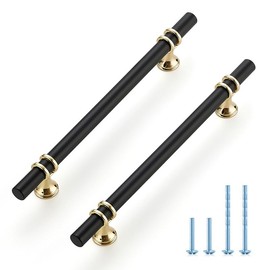 Ravinte Hardware 5 Pack 8-13/16 Inch Matte Black&Gold Cabinet Pulls Handles Kitchen Cabinet Handles Drawer Pulls Kitchen Cabinet Hardware Cupboard Handles Dresser Drawer Pulls 6-1/4 Inch CC