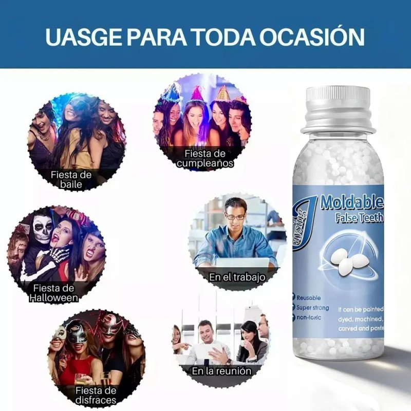 3pcs Perlas Reparación Dientes Postizosdientes Gránulos 30ml