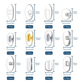 Eyeglass Nose Pads [60 Pairs] by MMOBIEL – Soft Silicone Screw-in Eyeglasses Nose Pads – Replacement Repair Tool Kit with Screws, Small Screwdriver, Cloth for Eyeglasses, Sunglasses