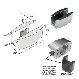 Adjustable Stainless Steel Sliding Shower Door Bottom Guide from 1/4" to 1/2" Thick Glass