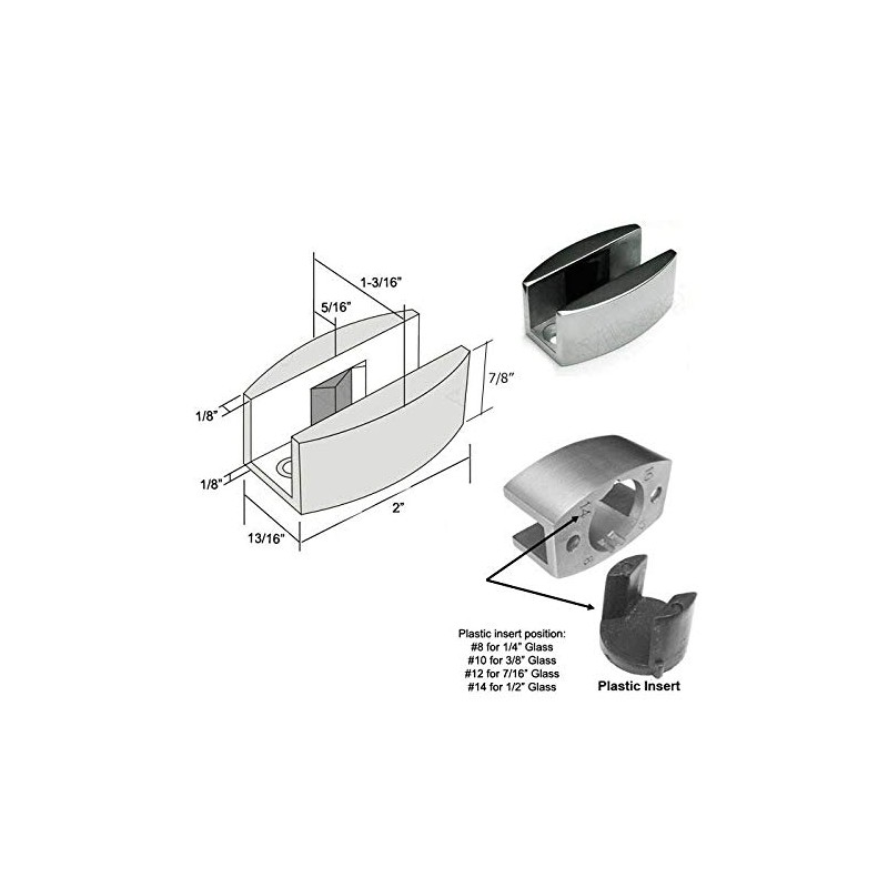 Adjustable Stainless Steel Sliding Shower Door Bottom Guide from 1/4"