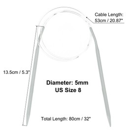 uxcell Aluminum Circular Knitting Needle US Size 32 Inch (80cm) Length Size US 8 (5mm) Round Knitting Needle for Handmade Projects DIY Knitting