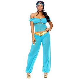 Leg Avenue Womens 3 Pc Arabian Beauty With Off The Shoulder Top, Harem Pants, Headband Adult Sized Costumes, Turquoise, Small US