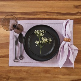 Solino Home Linen Napkins 20 x 20 Inch – 100% Pure Linen Chambray Lavender Cloth Napkins Set of 4 – Hemstitch Dinner Napkins – Milan