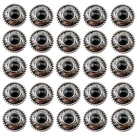 Mingchen Unique Metal Eye Decorative Buckle Black Turquoise Round Shape Conchos Castings Screw Back Button Retro Manual DIY Leather Goods Decoration Accessories 20 Pieces