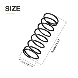 DTGN 1.2x18x50mm(DxODxL) Compression Spring - 10Pack - Good for Machinery - Spring Steel Extension Spring - Black