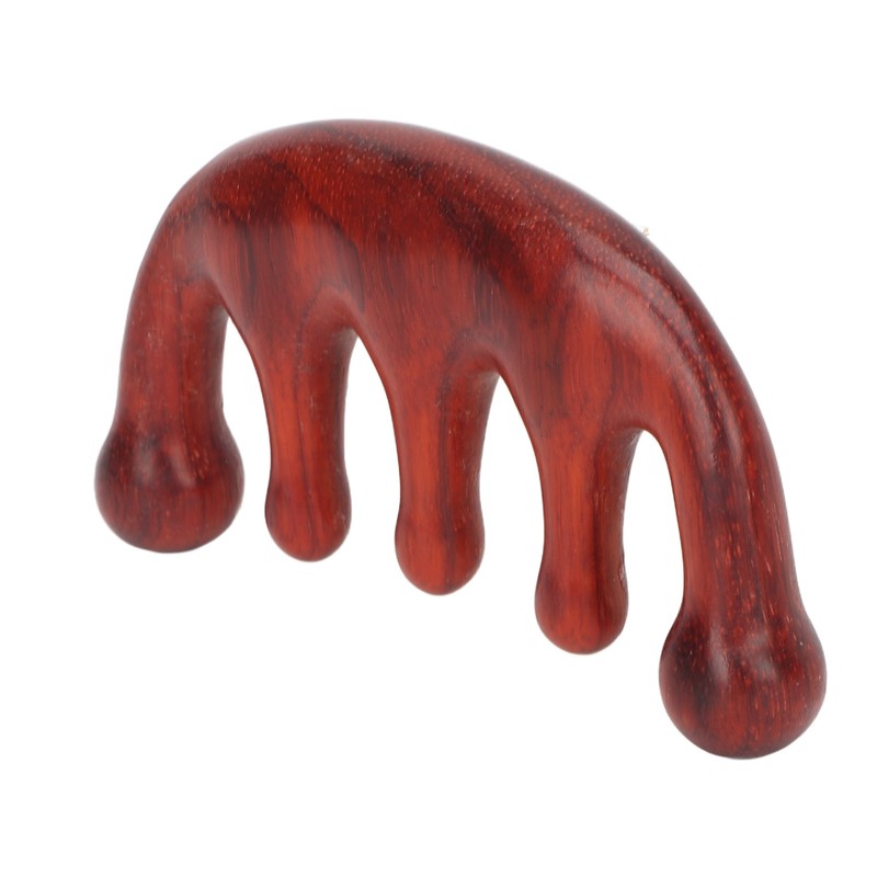 Scalping Massage Comb 5 Teeth Sandalwood Gua Sha Handheld Portable