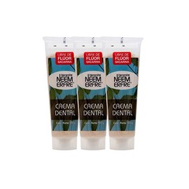 Crema Dental Natural LIBRE DE FLUOR Artesanal de Corteza de Neem-Sin Fluor, Gluten, Sulfatos (SLS), Parabenos, Petrolatos, Triclosan, Azucar | bienestar NEEM ERFRE (Menta, Paq. 3)