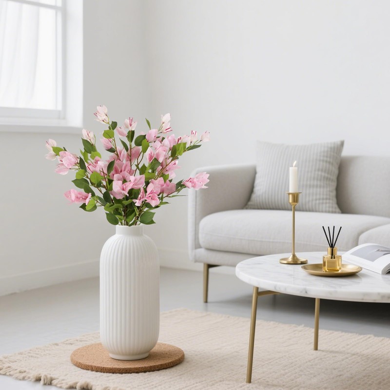 IPOPU 31" Bougainvillea Artificial Flowers 4Pcs Real Touch Bougainvillea Faux