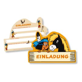 DH-Konzept 6 Yakari Invitation Cards for Children's Birthday Parties and/SIOUX Indian Native American Boy Little Thunder Invitations Invites Party Set