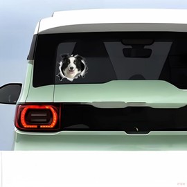 Car Sticker 25 cm (9.8 Inch) Border Collie Sticker Funny Border Collie Car Sticker Pet Dog Waterproof Sticker 3D Torn Metal Reflective Sticker Bumper Decor Sticker