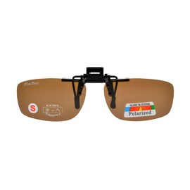 ClipFlipz Rectangular Polarised Large/Brown Clip On Flip Up Sunglasses, L