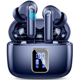 Wireless Earbuds Bluetooth 5.3, 4 ENC Noise Cancelling in Ear Headphones with 48H Playtime, IPX7 Waterproof, LED Display, Comfort Fit for Sports, Aquamarine Blue