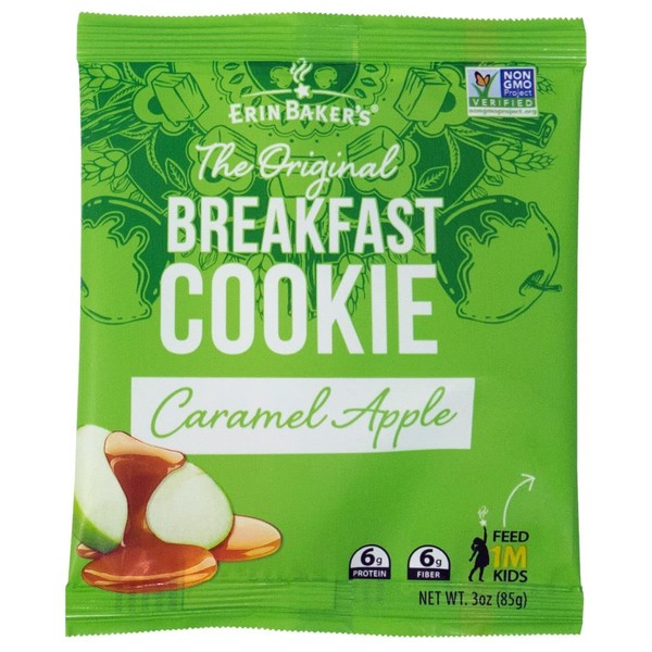 Erin Baker's Breakfast Cookies, Caramel Apple, Whole Grain, Non-GMO, 3-ounce (Pack of 12)