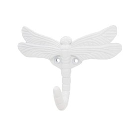 binifiMux 2pcs White Dragonfly Anqitue Vintage Coat Hooks Decorative Wall Mounted Hanger Hook for Handbag Key Towel Bathrobe