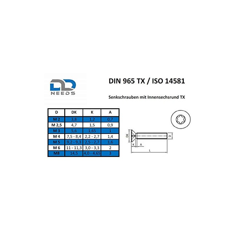 D2D Pack of 4 Countersunk Screws Size M8 x 60