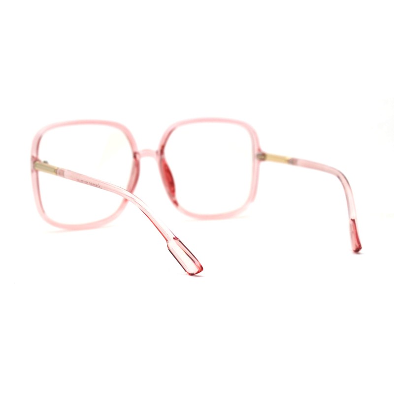 SA106 Womens 90s Oversize Rectangular Butterfly Clear Lens Eyeglasses Pink
