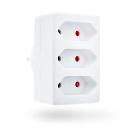 feletec 3-Way Socket Adaptor 3x Euro, White, Multiple Plug, Multiple Socket